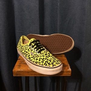 Neon Yellow with black Leopard print Vans